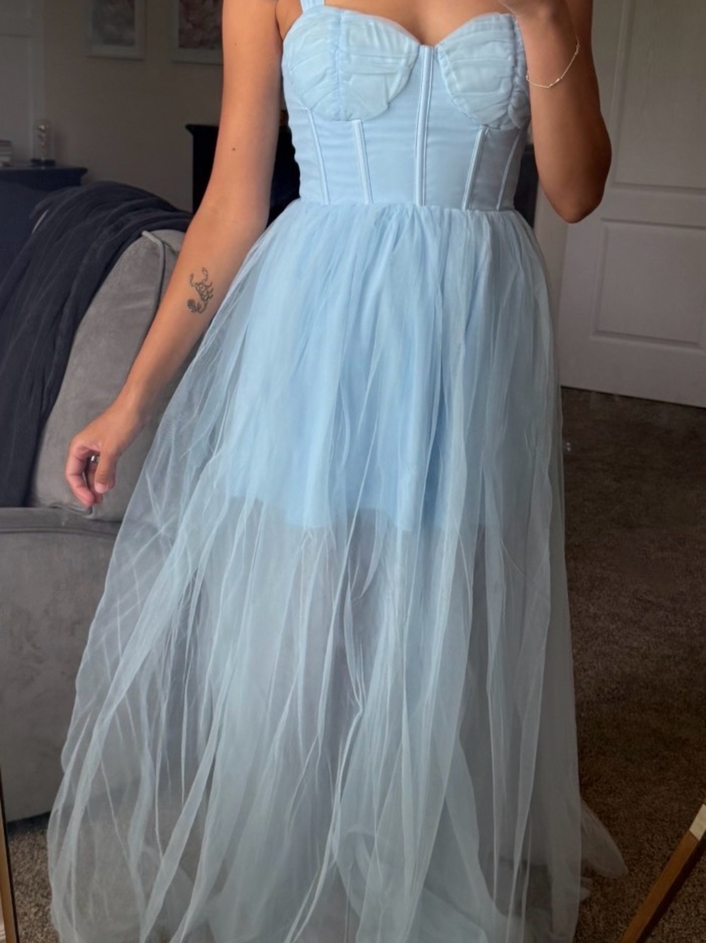 Showpo Light Blue Tulle Corset Maxi Dress